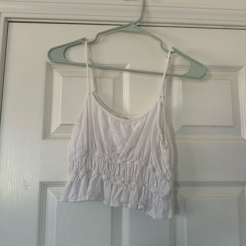 La Hearts Cream Smocked Crop Camisole
